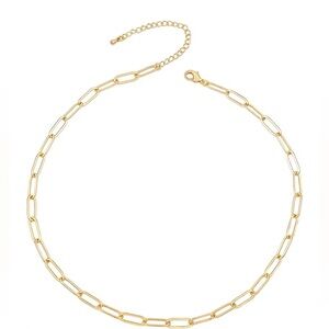 Gold Plated Paper Clip Chain Necklace Adjustable